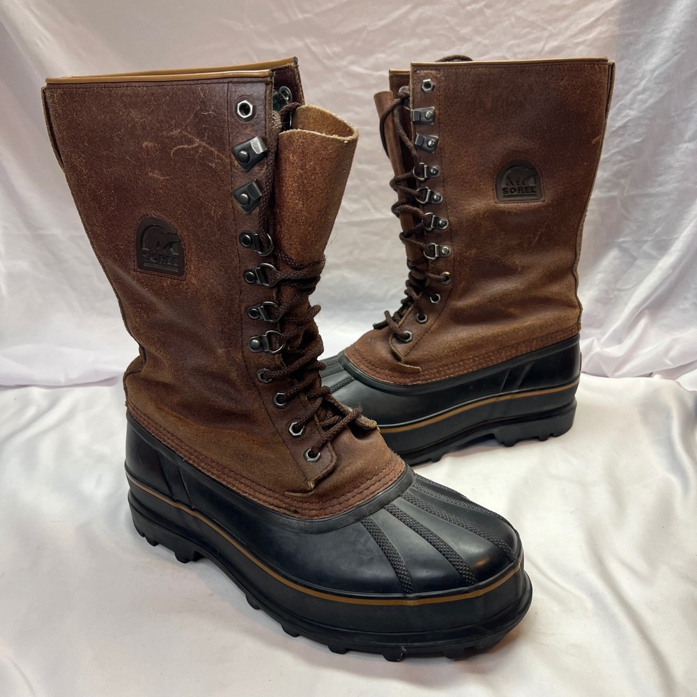 Sorel Maverick NM1080-200‎ Mens Brown Leather Rubber Winter Snow Boots Size 11.5